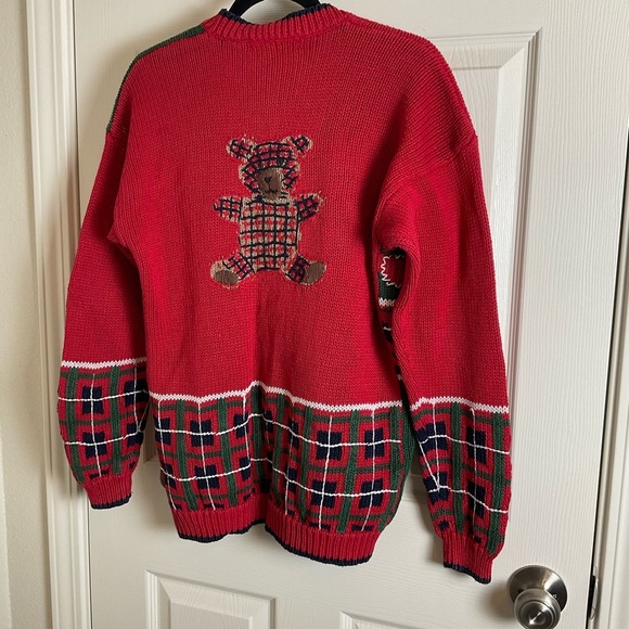 ID Distinction teddy bear and holiday motifs cardigan size small vintage 80’ - Picture 12 of 13